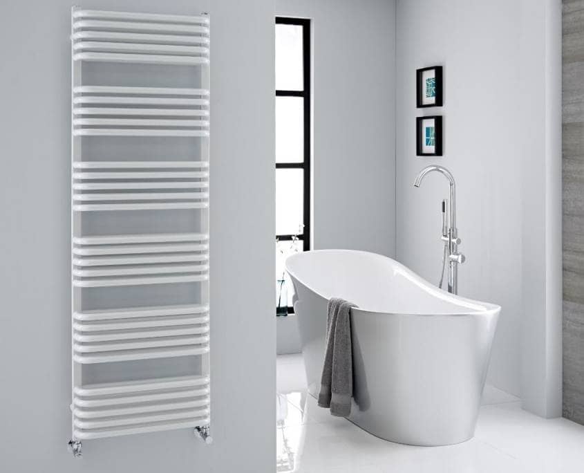 modern white heated towel rack