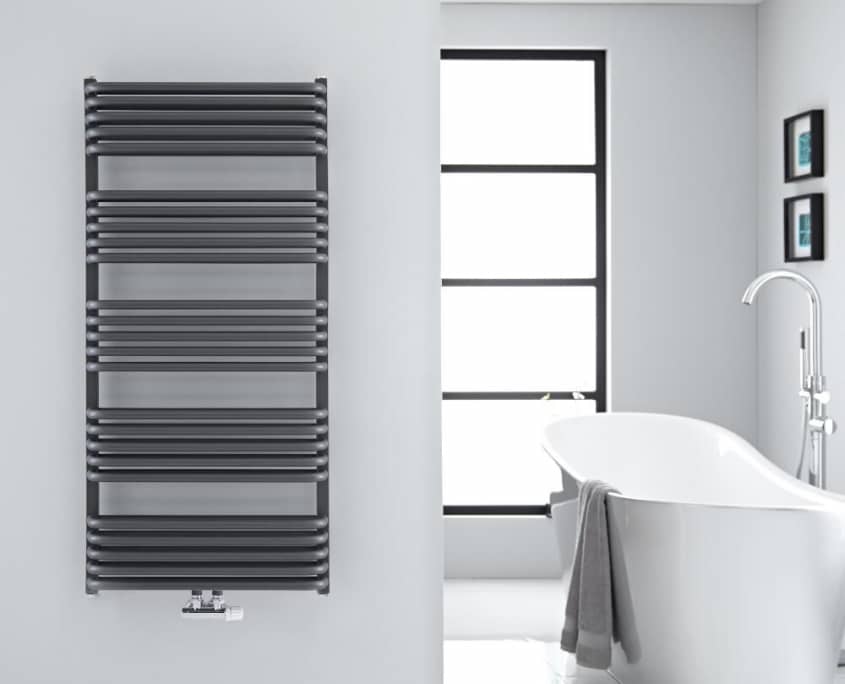 arch anthracite heated towel warmer
